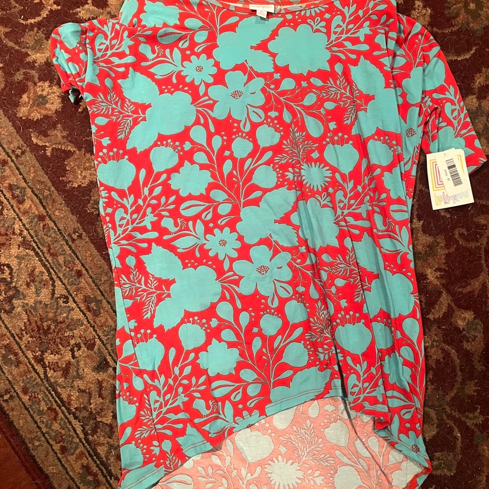 LuLaRoe Irma Bright Floral Tunic in Coral & Turquoise Size Medium